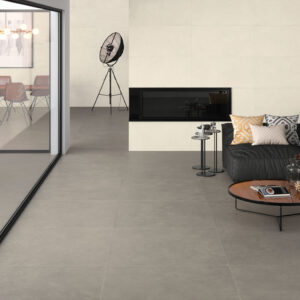 Carrelage en grès cérame effet ciment ALLEY-GREY-100X100NAT_ALLEY-GREY-100X100ABUJ_ALLEY-WHITE-50X100NAT_AMB_SZ1