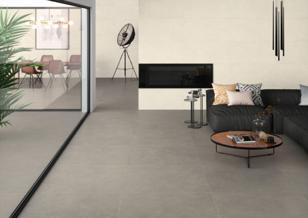 Carrelage en grès cérame effet ciment ALLEY-GREY-100X100NAT_ALLEY-GREY-100X100ABUJ_ALLEY-WHITE-50X100NAT_AMB_SZ1